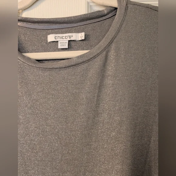 Chico's Shimmering Silver Long Sleeve Top - Picture 4 of 4